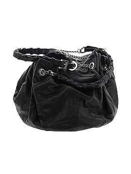 POUR LA VICTOIRE Black Leather Front Double Zip Pockets Satchel Bag