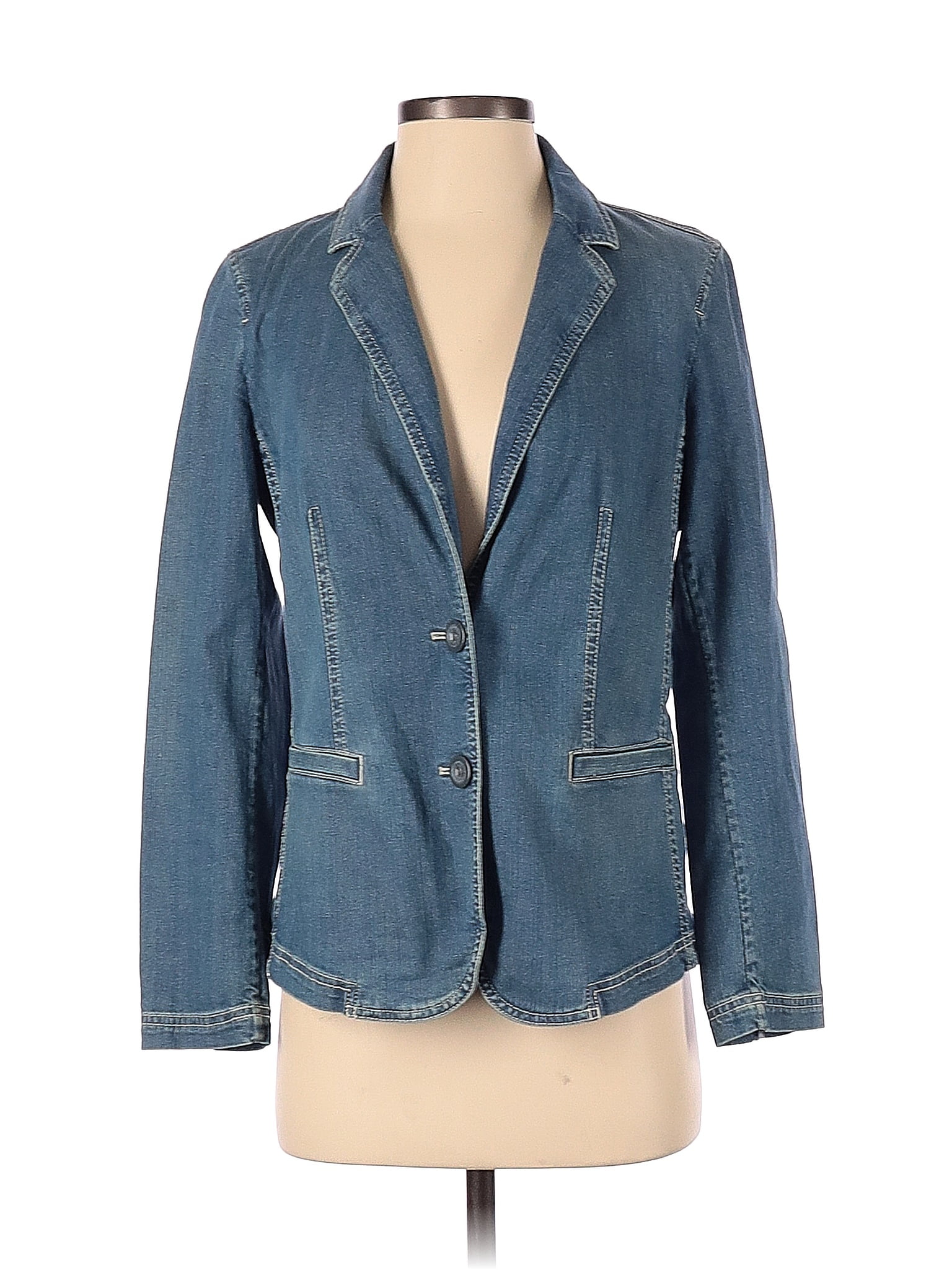 J Jill Solid Blue Denim Jacket Size Xs 72 Off Thredup