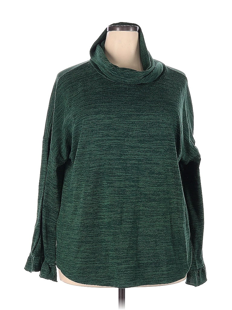 Suzanne Betro Color Block Marled Green Turtleneck Sweater Size 2X (Plus ...