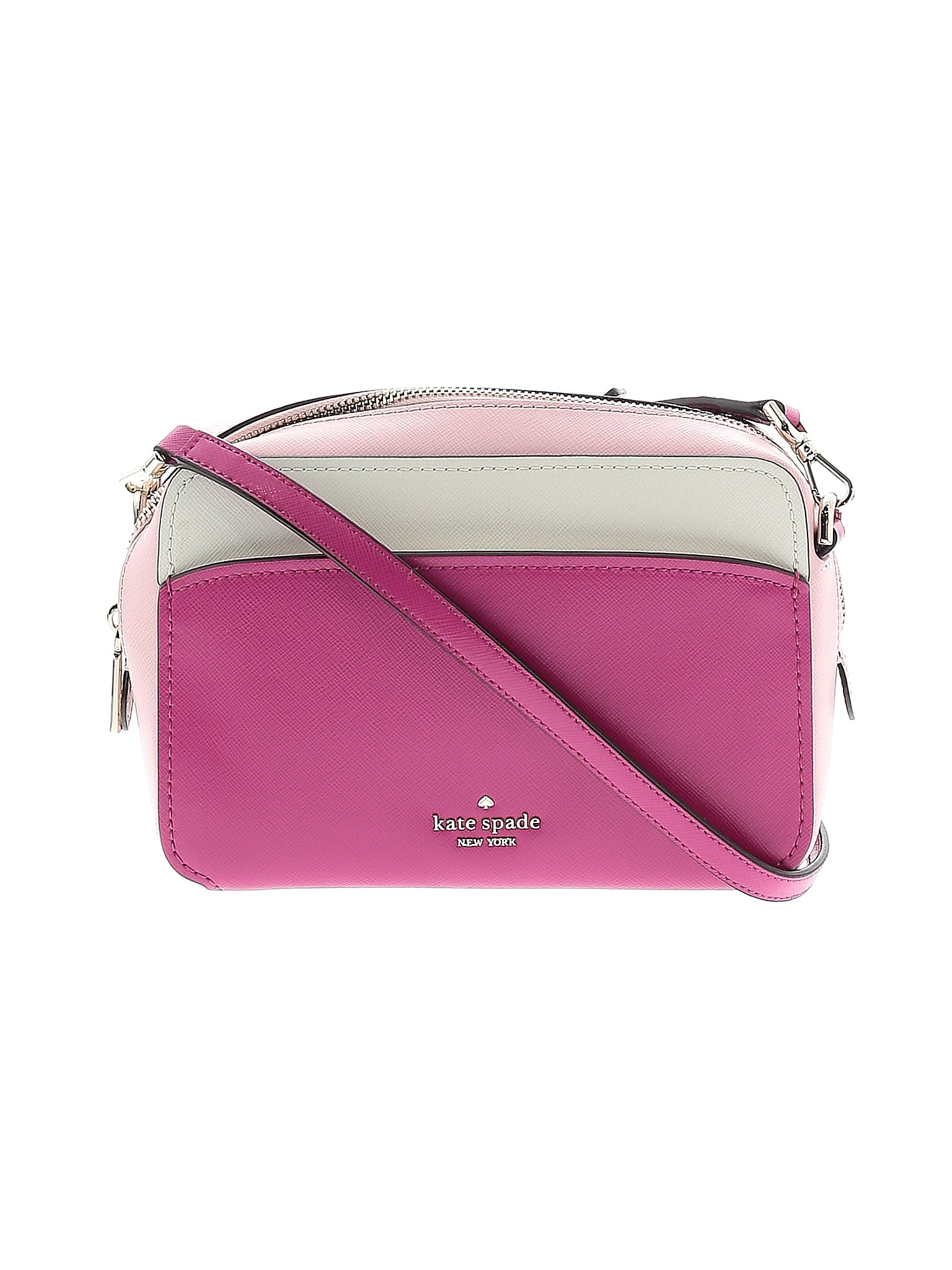 Kate Spade New York Color Block Solid Pink Leather Crossbody Bag One ...