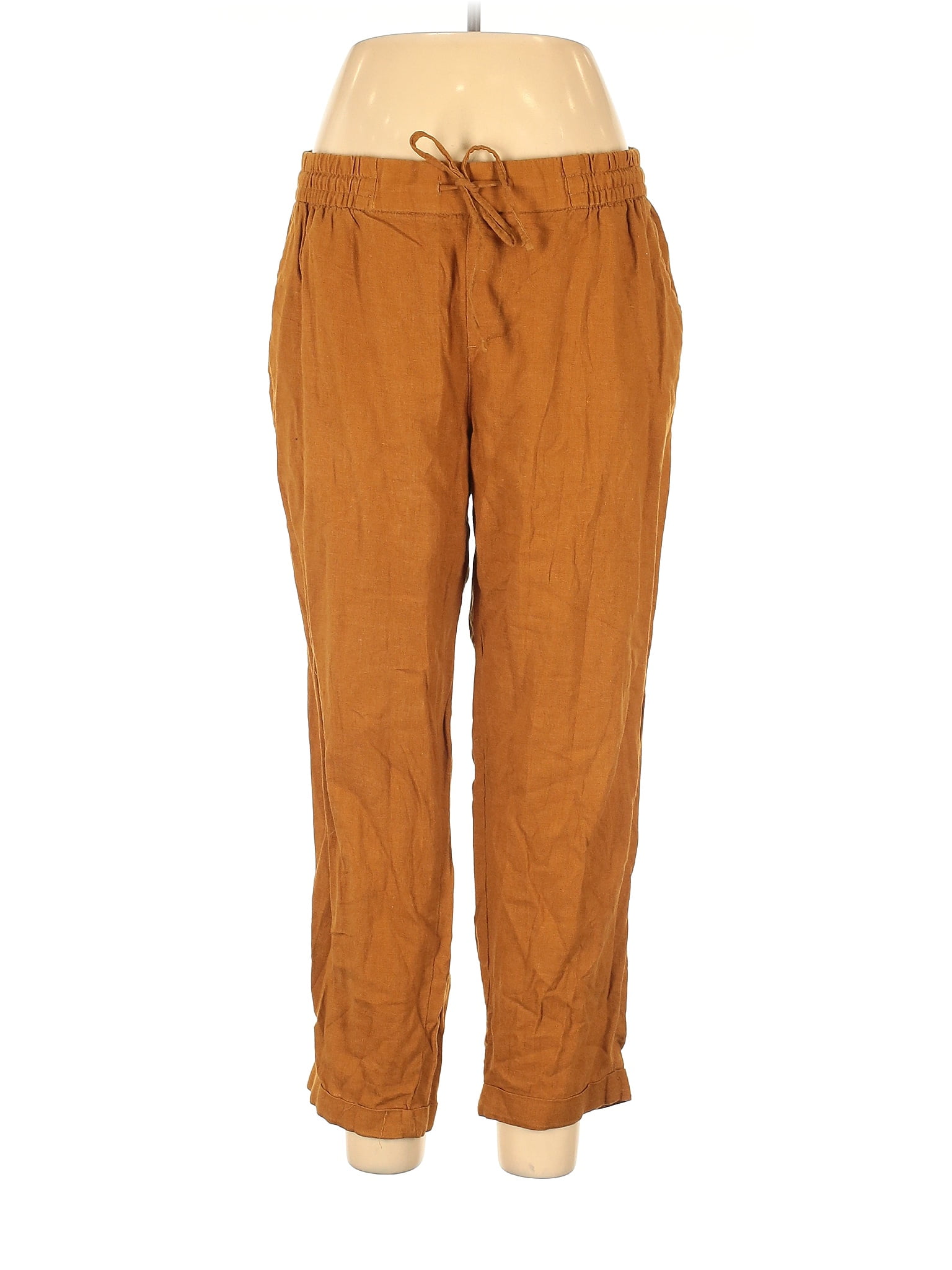 Old Navy Solid Brown Linen Pants Size L 57 off thredUP