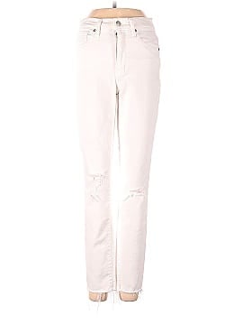 Madewell 9" Mid-Rise Skinny Crop Jeans in Pure White: Knee-Rip Edition (view 1)
