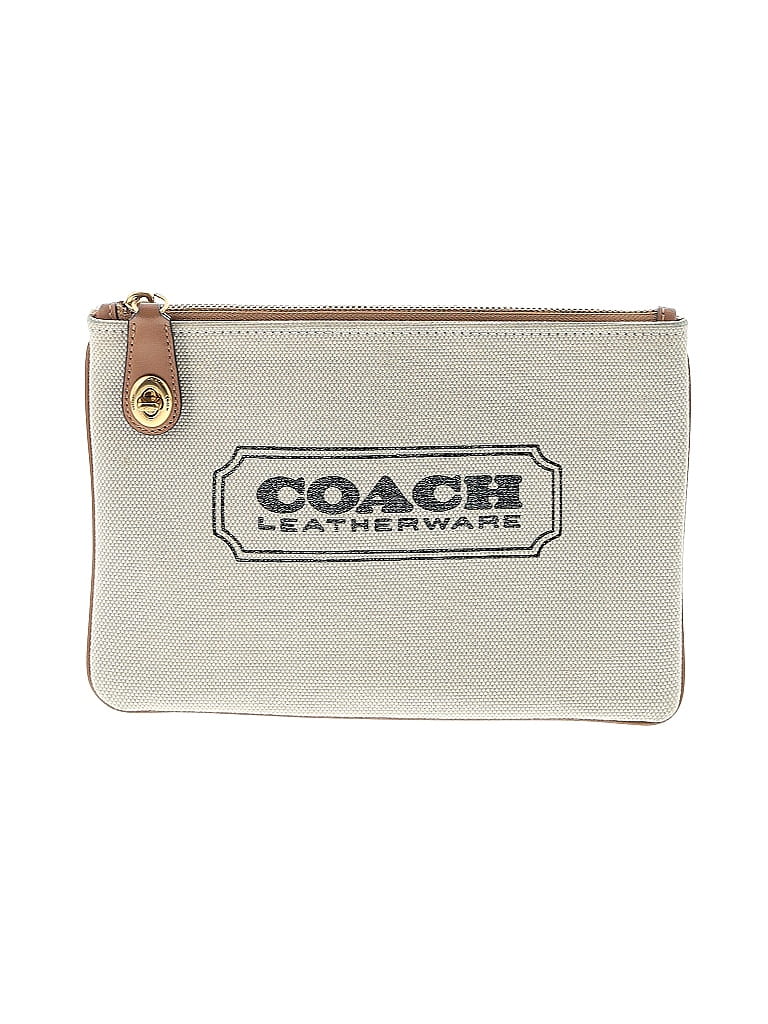 Coach Graphic Solid Gray Ivory Clutch One Size - photo 1
