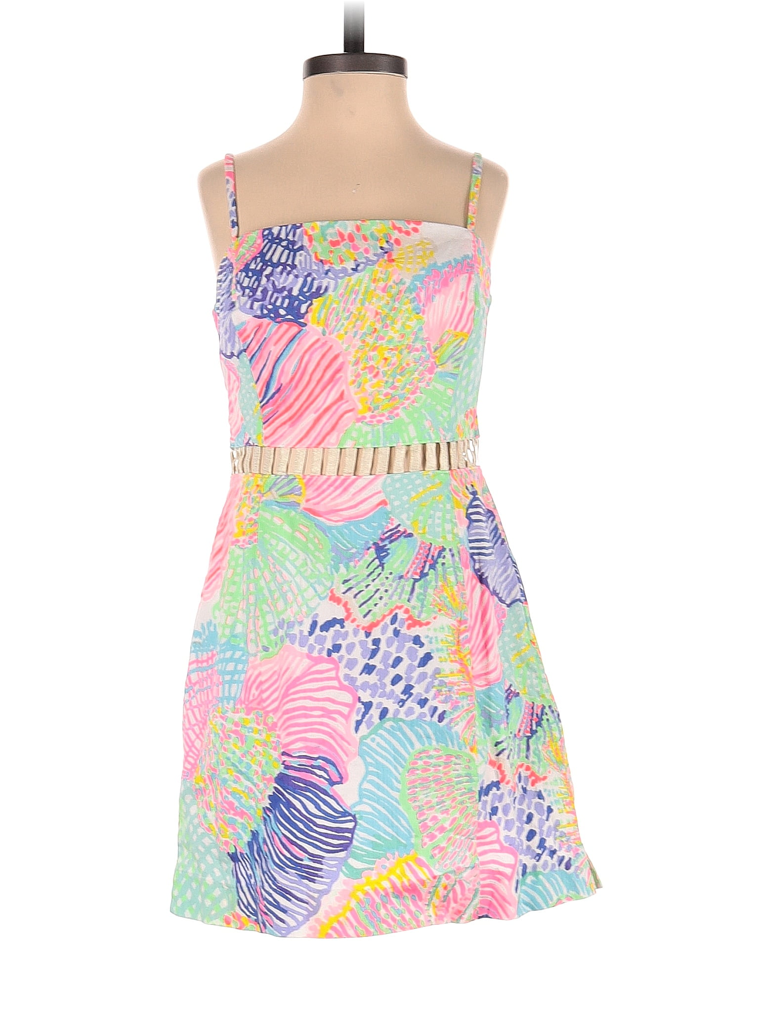 Lilly Pulitzer 100 Cotton Multi Color Pink Casual Dress Size 2 71