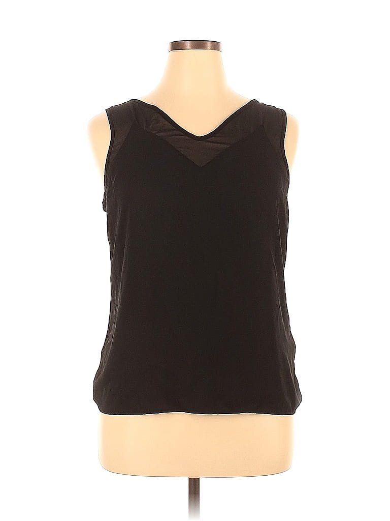 INC International Concepts 100% Polyester Solid Black Sleeveless Blouse ...