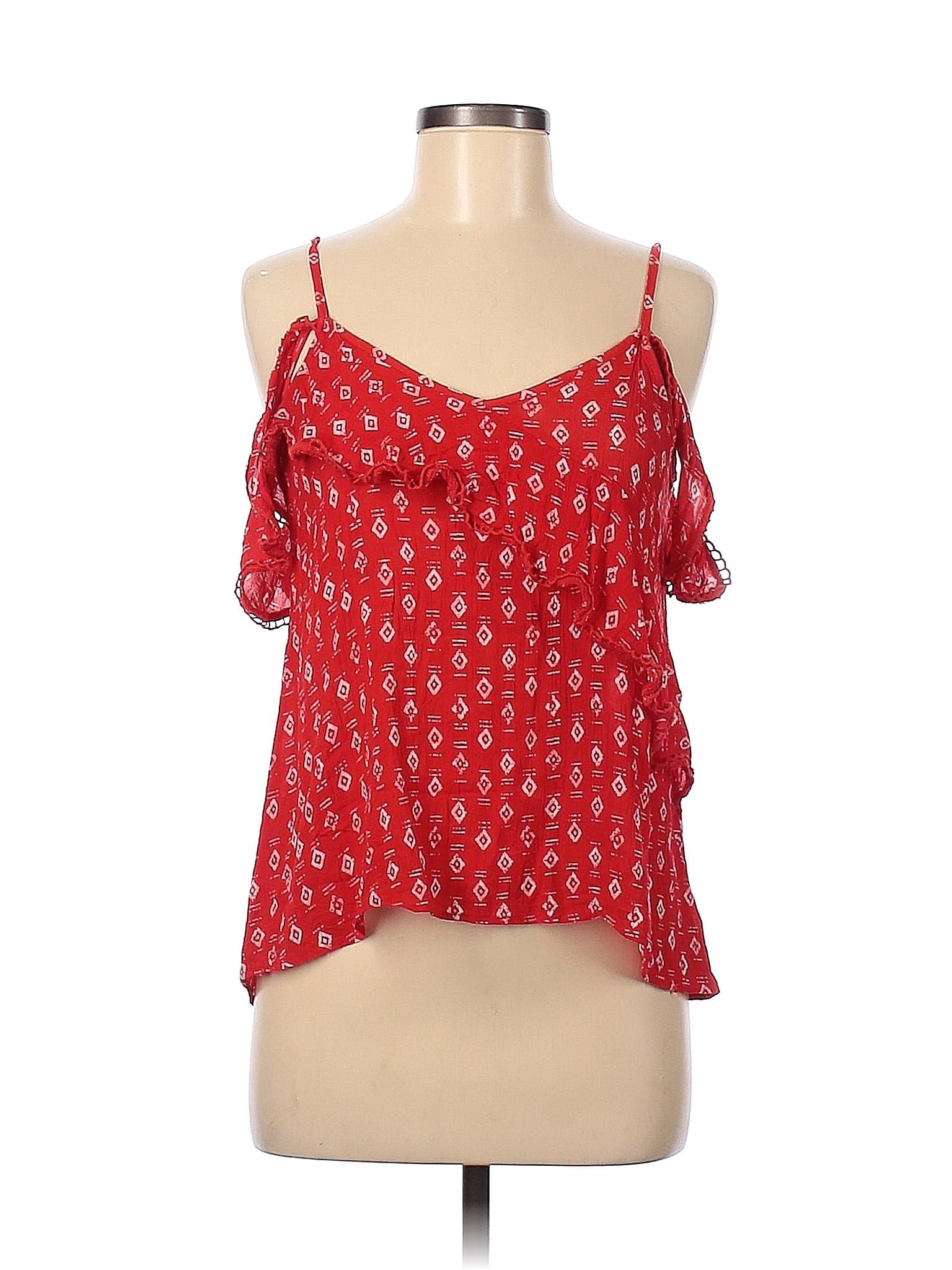 Xhilaration 100 Rayon Floral Red Sleeveless Blouse Size M 26 Off