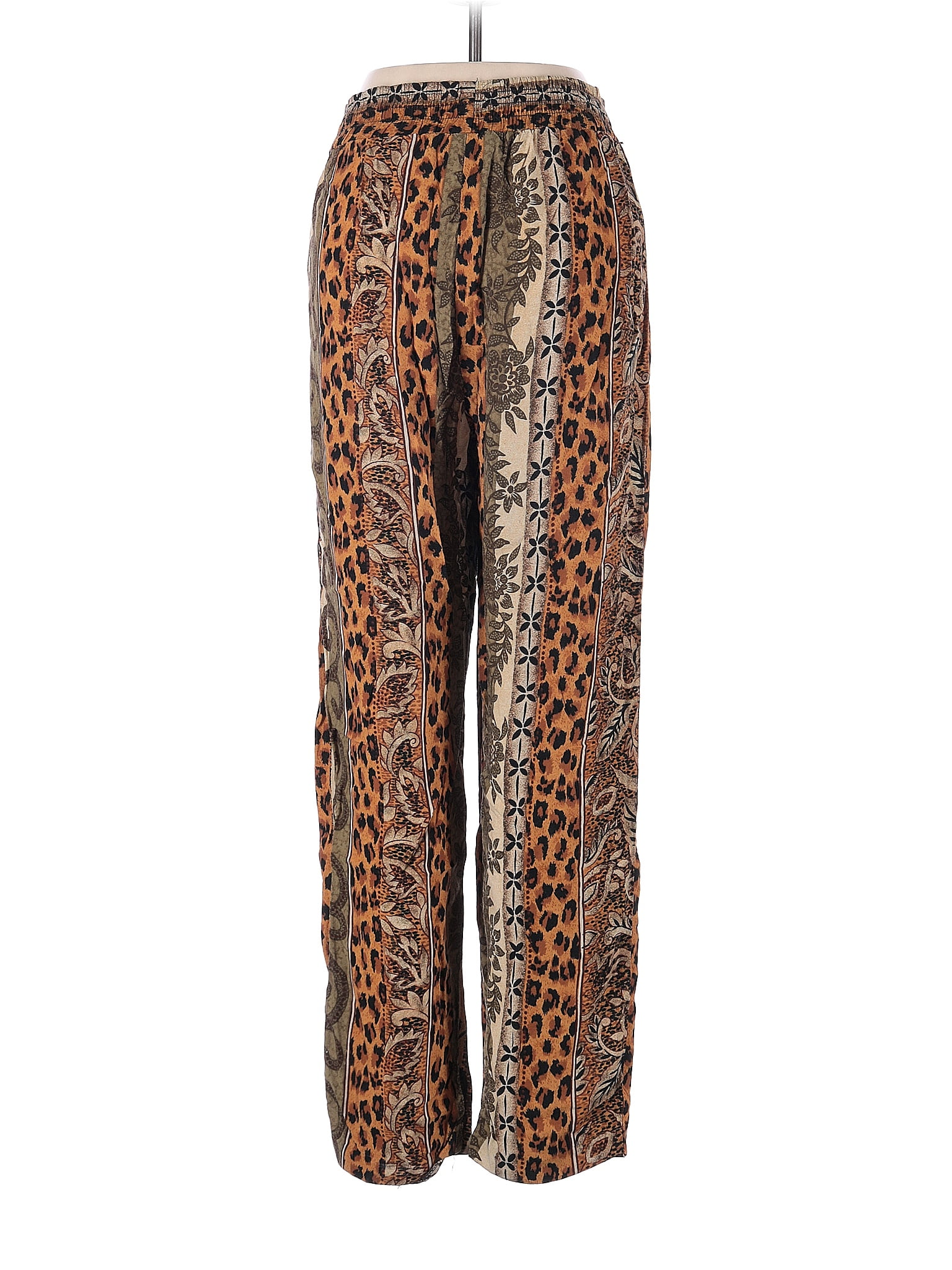 Satin Leopard Print Wide Leg Pants