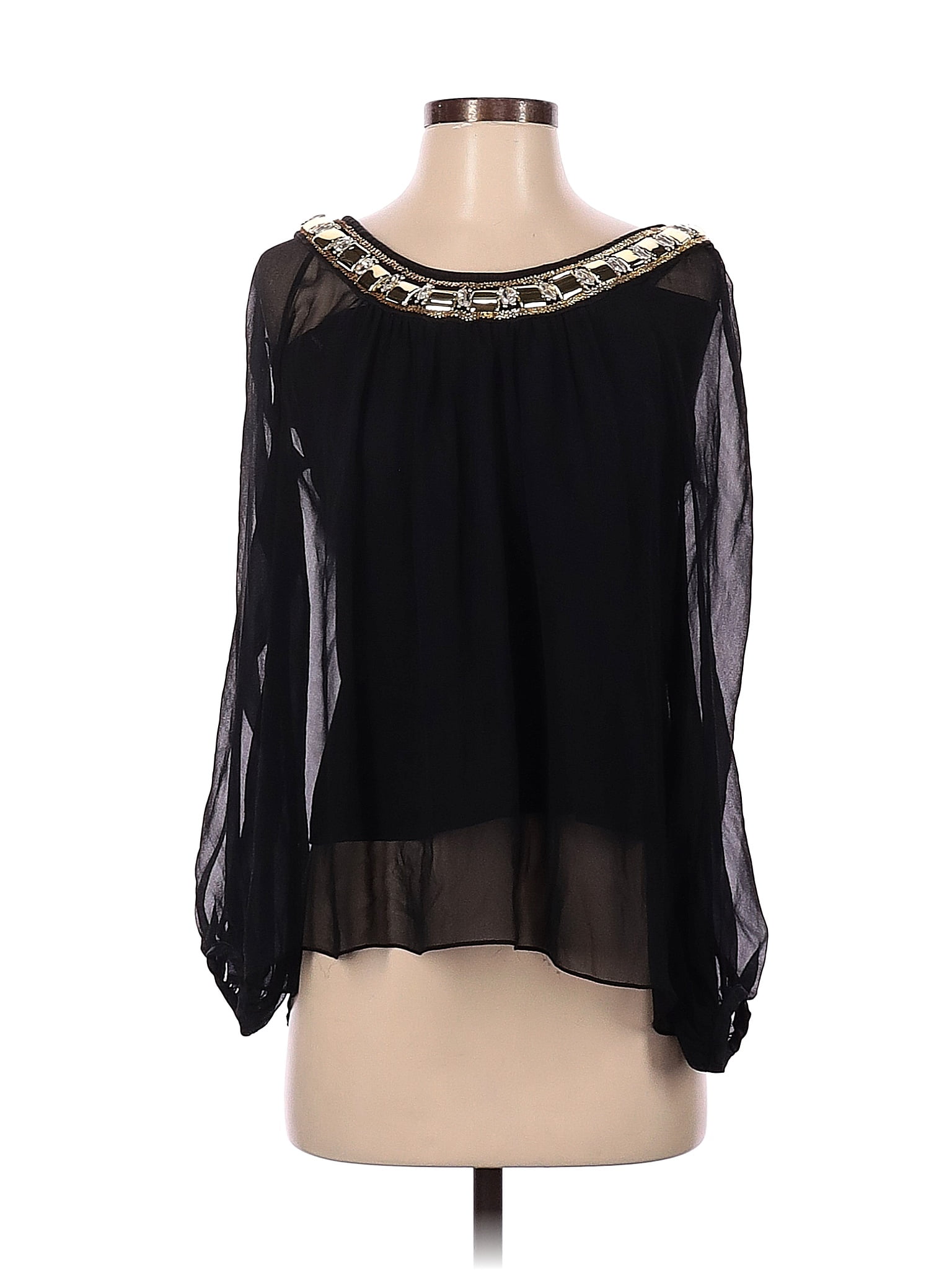 Milly 100 Silk Black Long Sleeve Silk Top Size 2 85 Off Thredup 3872