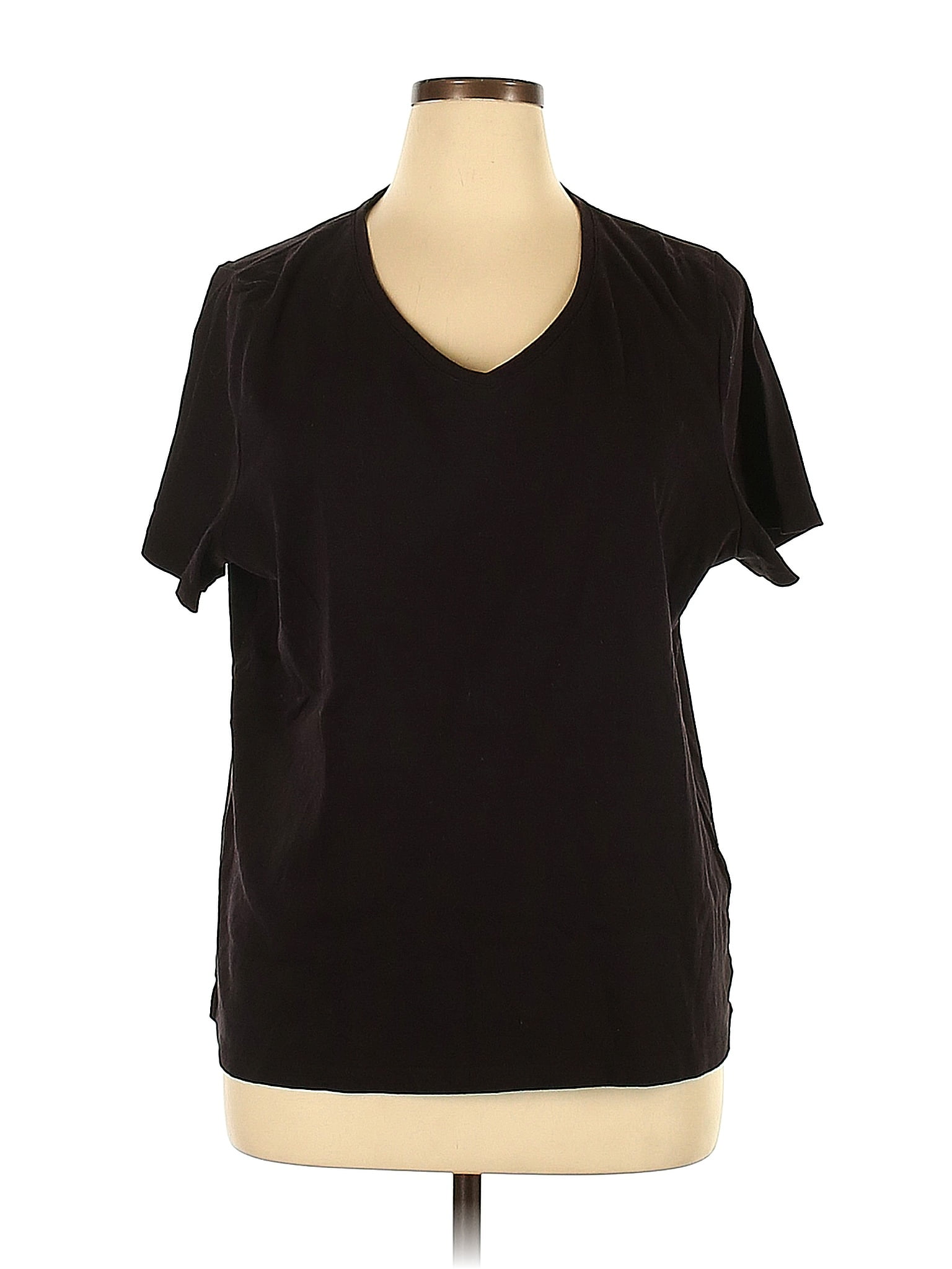 Talbots 100% Cotton Solid Black Short Sleeve T-Shirt Size 3X (Plus ...