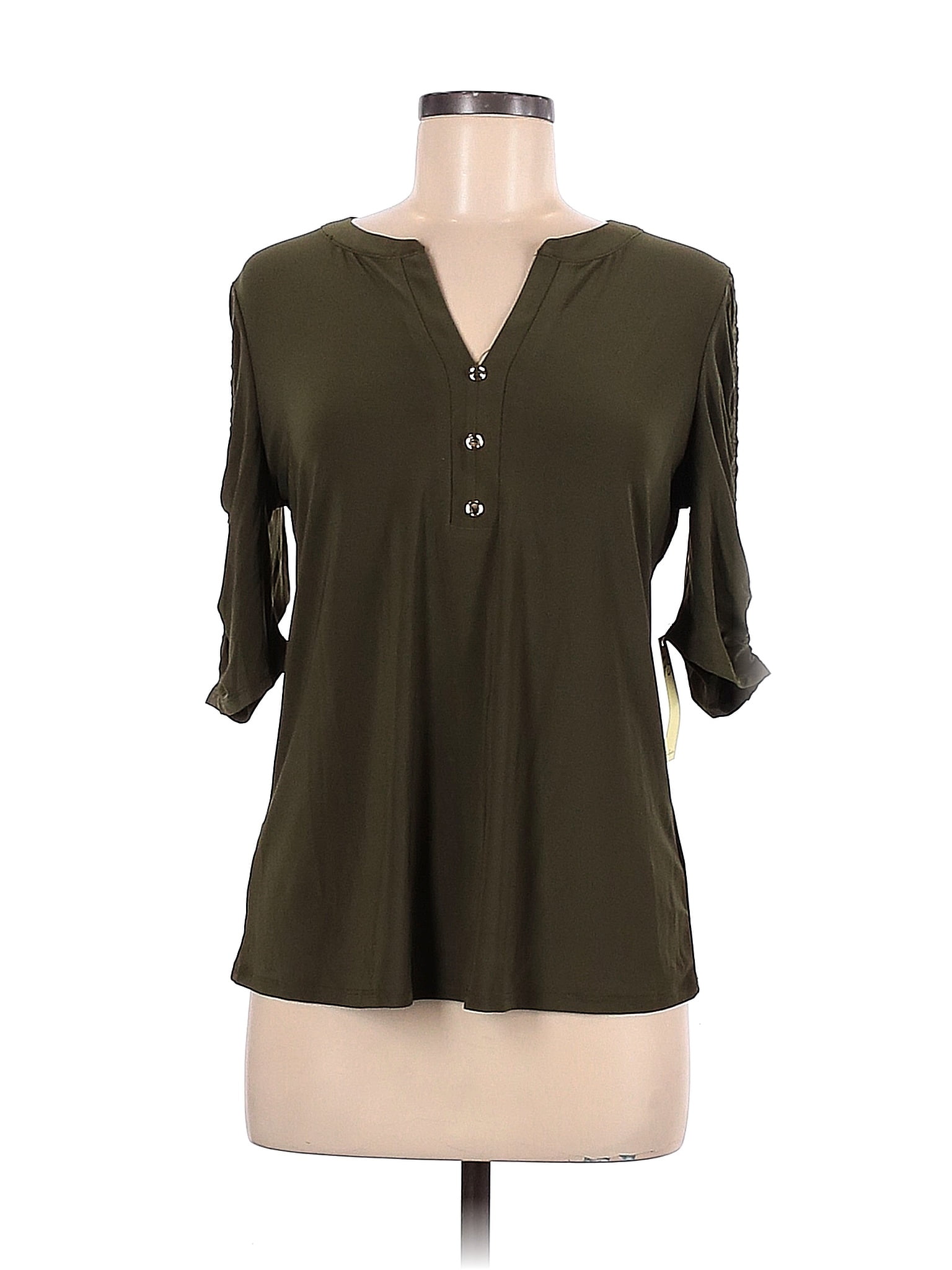Ross dress for less Green Brown 3/4 Sleeve Top Size M - 56% off | thredUP