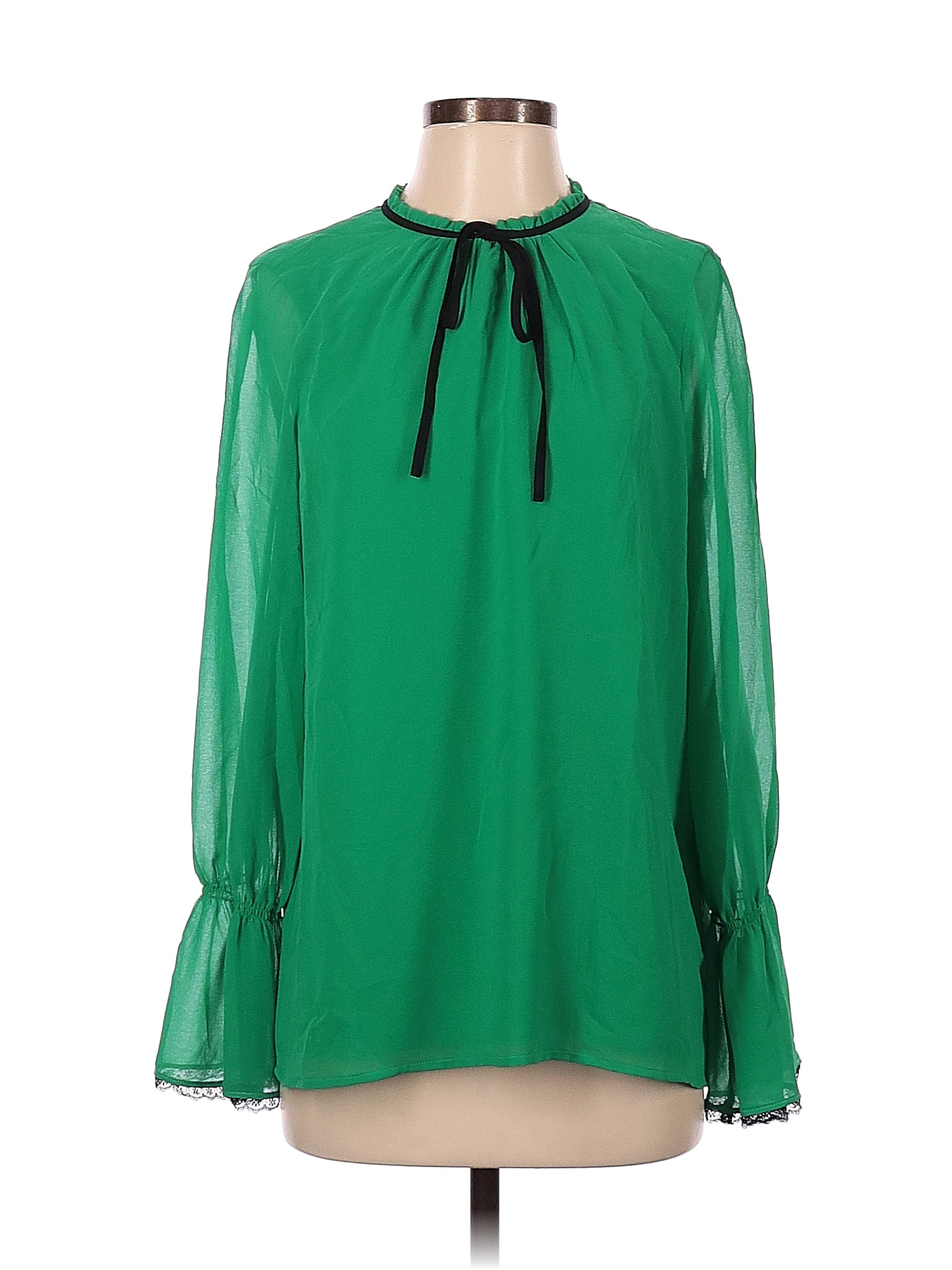 Karl Lagerfeld Paris 100 Polyester Green Long Sleeve Blouse Size S