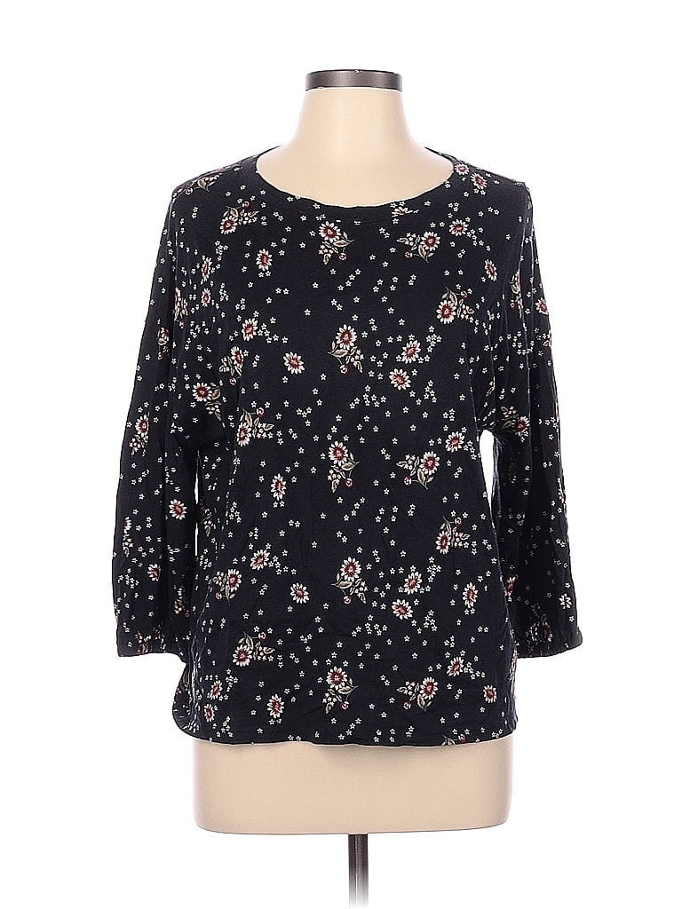 Ann Taylor LOFT Outlet Floral Gray Long Sleeve T-Shirt Size L - 52% off ...