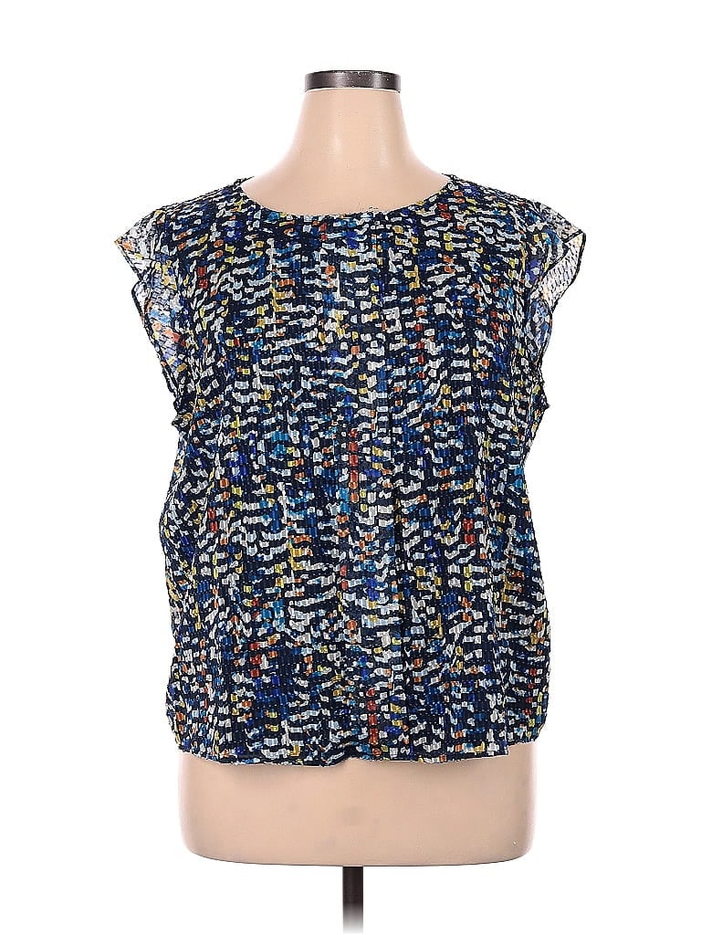 Click to view more detailed imagery on our partner's website Pre-owned Tahari By Asl Short Sleeve Blouse In Blue