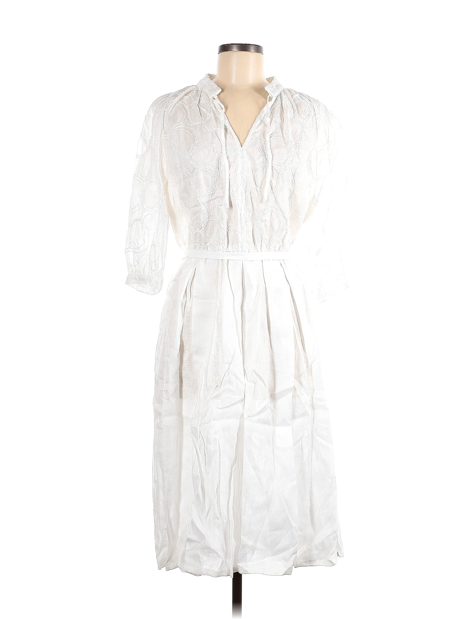 Piazza Sempione 100% Linen Solid White Casual Dress Size 44 (IT) - 86% ...