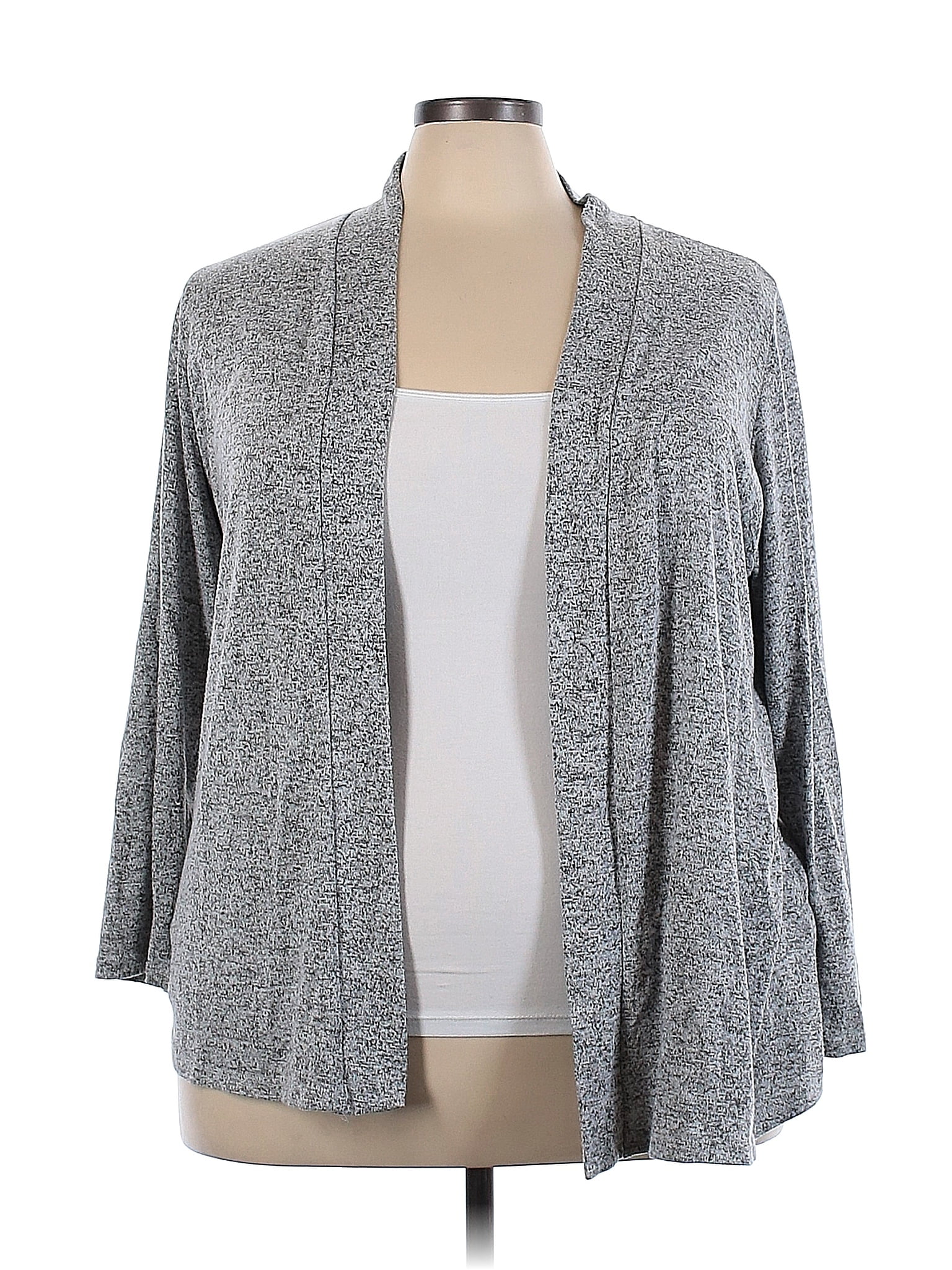 Mix by 41 Hawthorn Color Block Marled Gray Cardigan Size 3X (Plus) - 68 ...