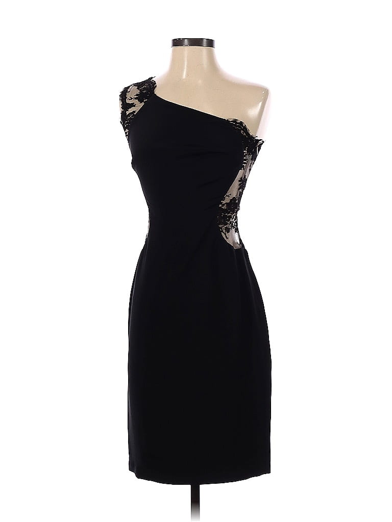 Monique Lhuillier 100 Silk Solid Black Cocktail Dress Size 2 77 Off