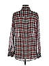 Wonder 100% Polyester Checkered-gingham Plaid Red Long Sleeve Blouse Size M - photo 2