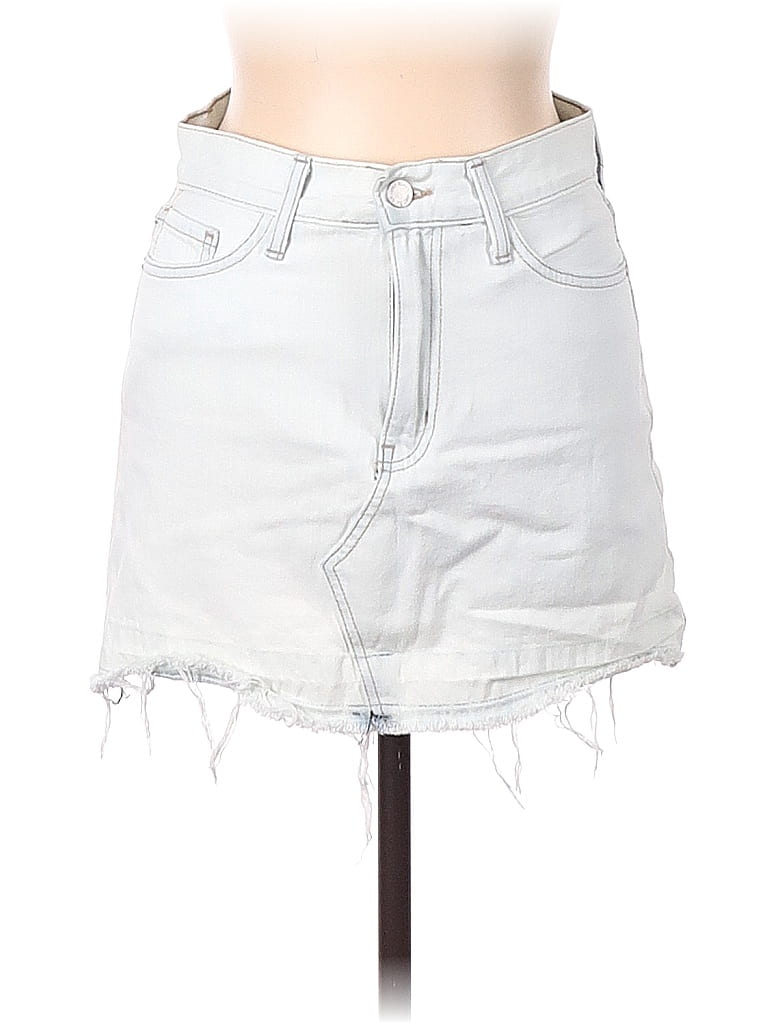 CC 25 Printed Denim Single-breasted Short Skirt Blue White Cotton main image 1