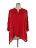 Zac & Rachel 100% Polyester Solid Red Long Sleeve Blouse Size 2X (Plus) - photo 1