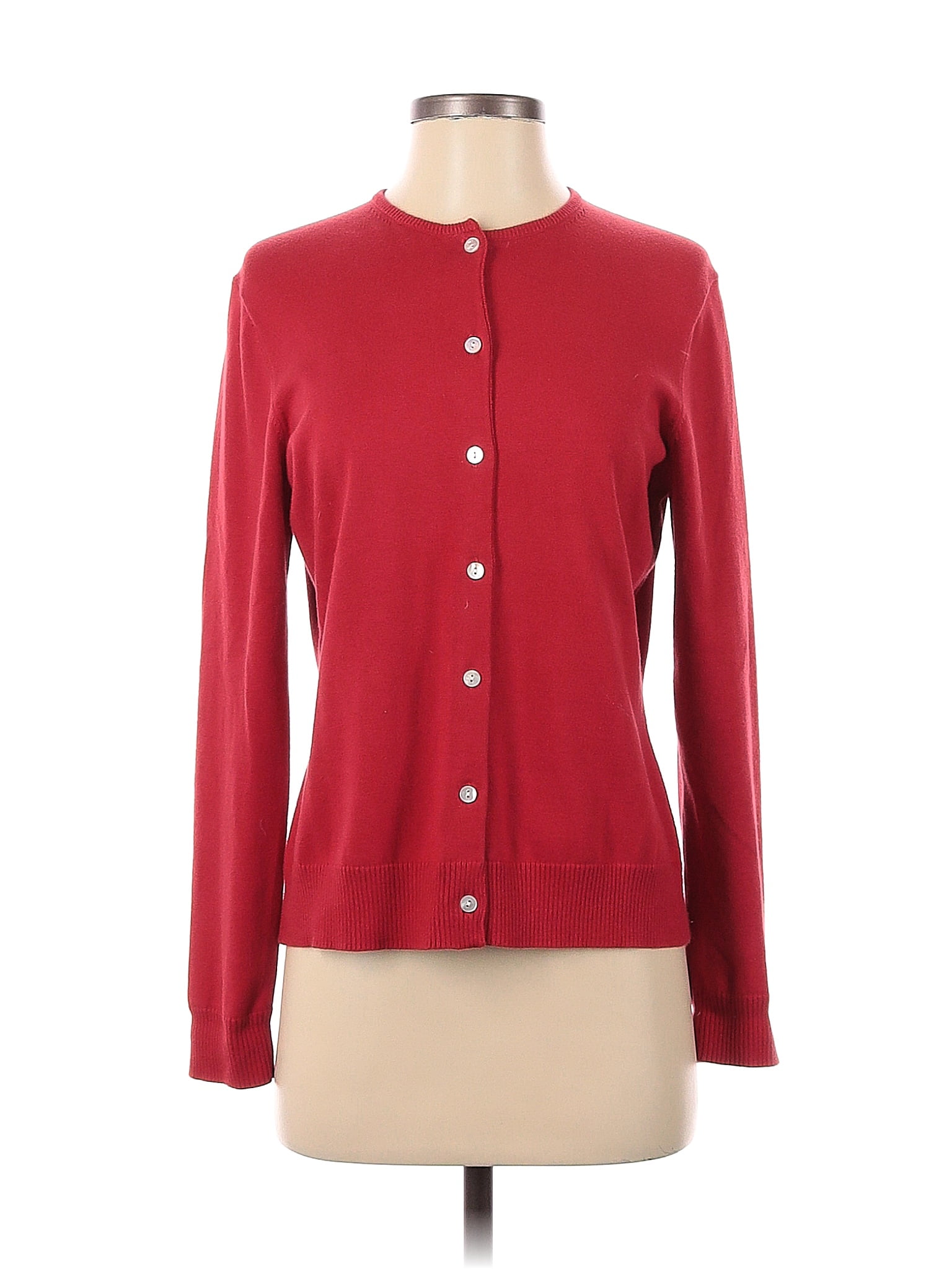 Lands' End Color Block Solid Red Cardigan Size S 77 off thredUP