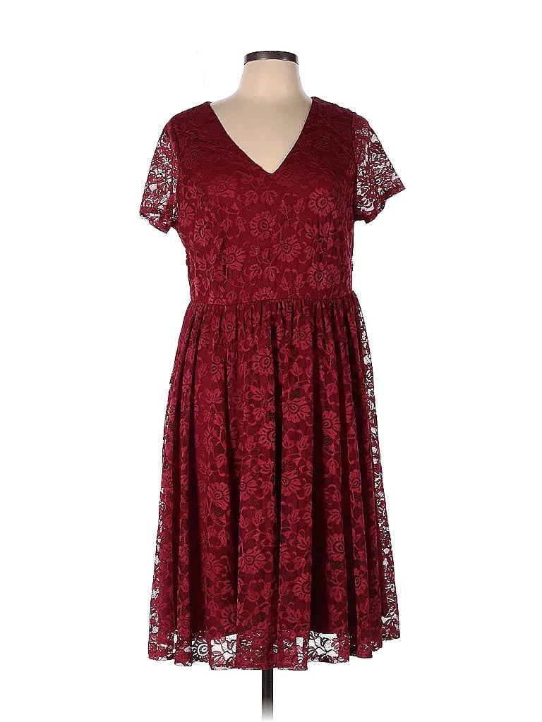 Torrid Damask Burgundy Red Casual Dress Size 10 (Plus) - photo 1