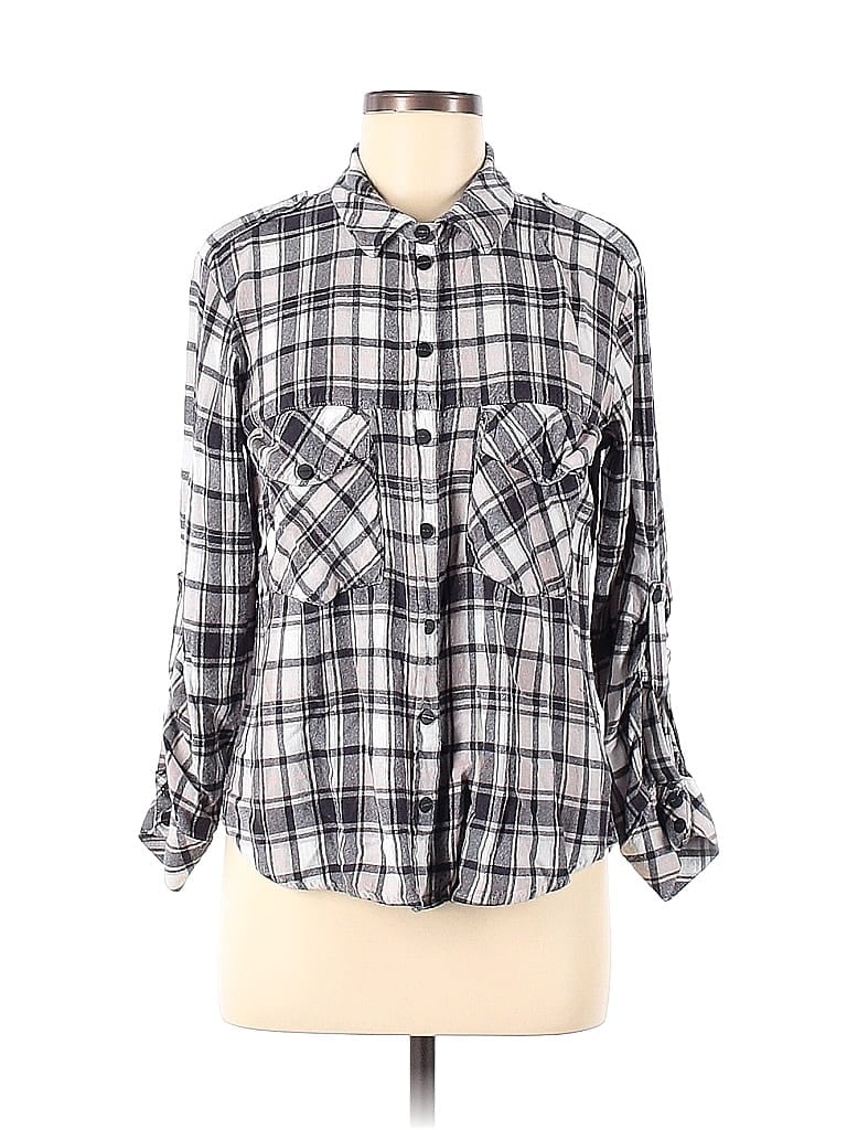 Pre-owned Sanctuary Long Sleeve Button Down Shirt In Black