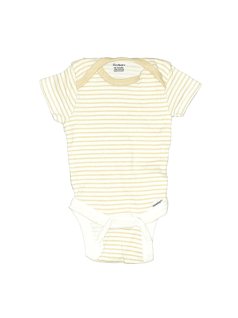 Gerber 100% Cotton Stripes Yellow White Short Sleeve Onesie Newborn - photo 1