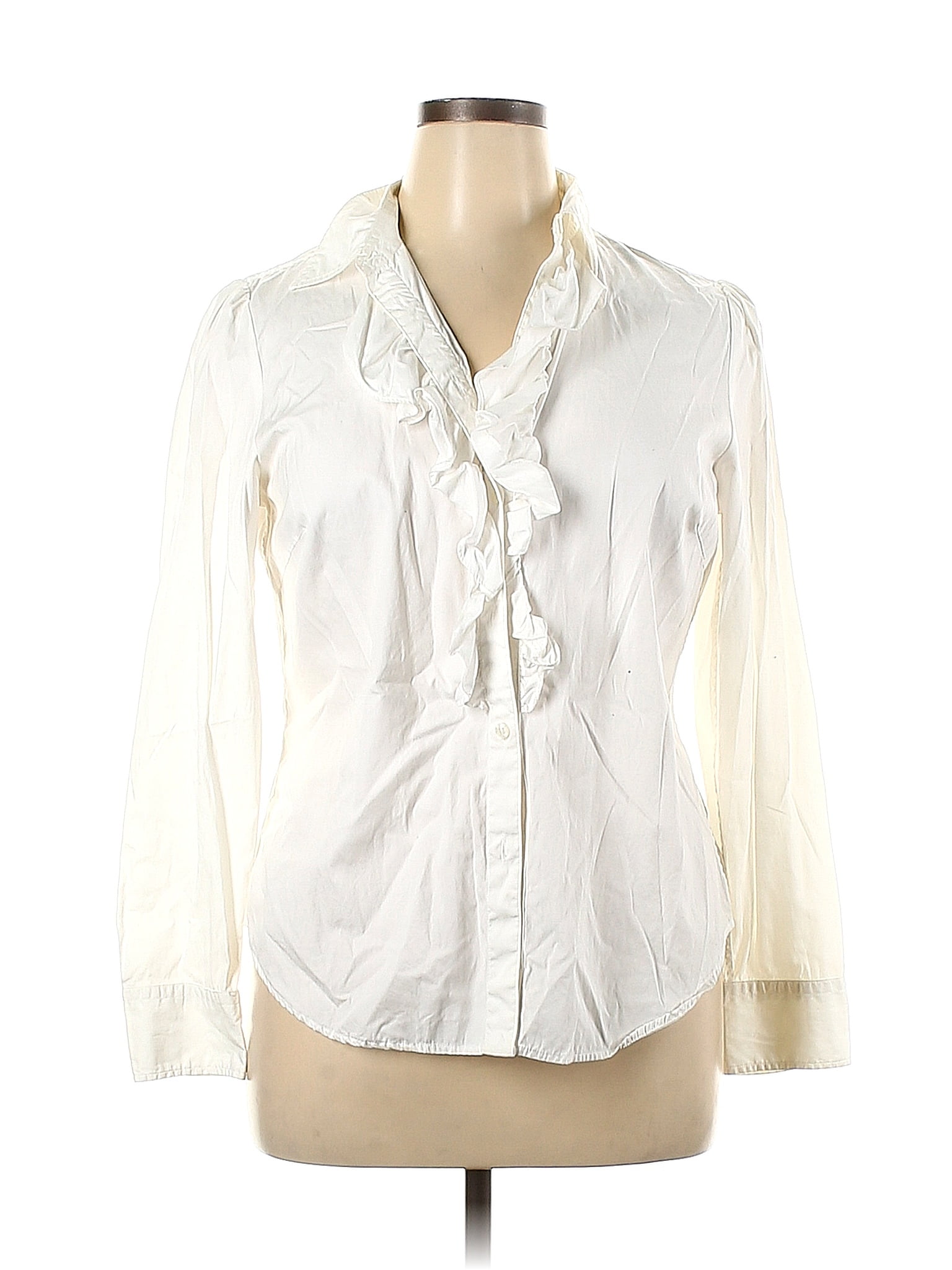 Lauren by Ralph Lauren 100 Cotton White Long Sleeve ButtonDown Shirt