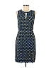 J.Crew 100% Viscose Jacquard Floral Motif Hearts Polka Dots Blue Casual Dress Size 6 - photo 1
