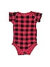 Hb 100% Cotton Houndstooth Checkered-gingham Grid Plaid Red Short Sleeve Onesie Size 3-6 mo - photo 1