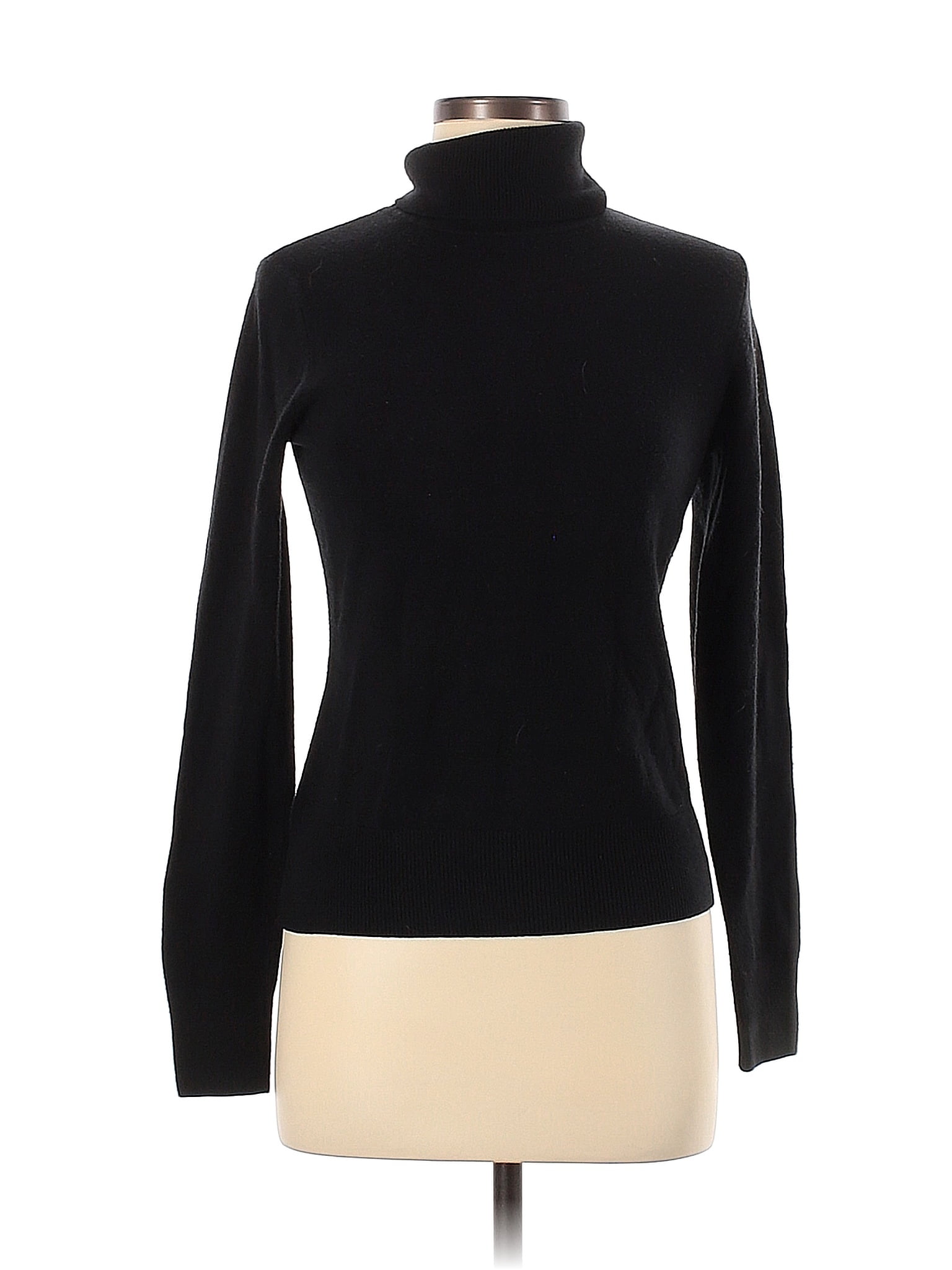 Croft & Barrow 100% Acrylic Color Block Solid Black Turtleneck Sweater ...