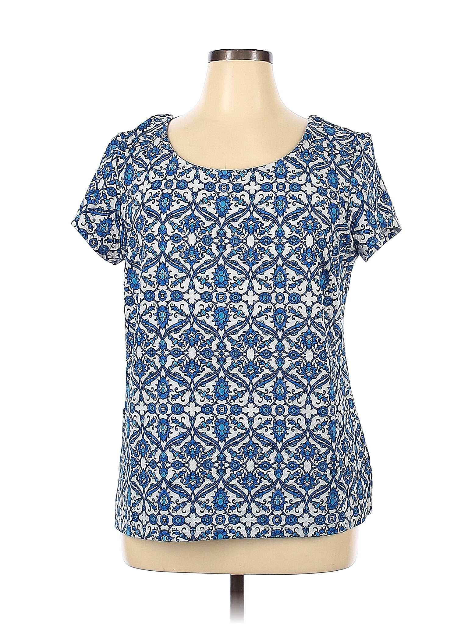 Roz & Ali Blue Short Sleeve Blouse Size XL - 68% off | thredUP