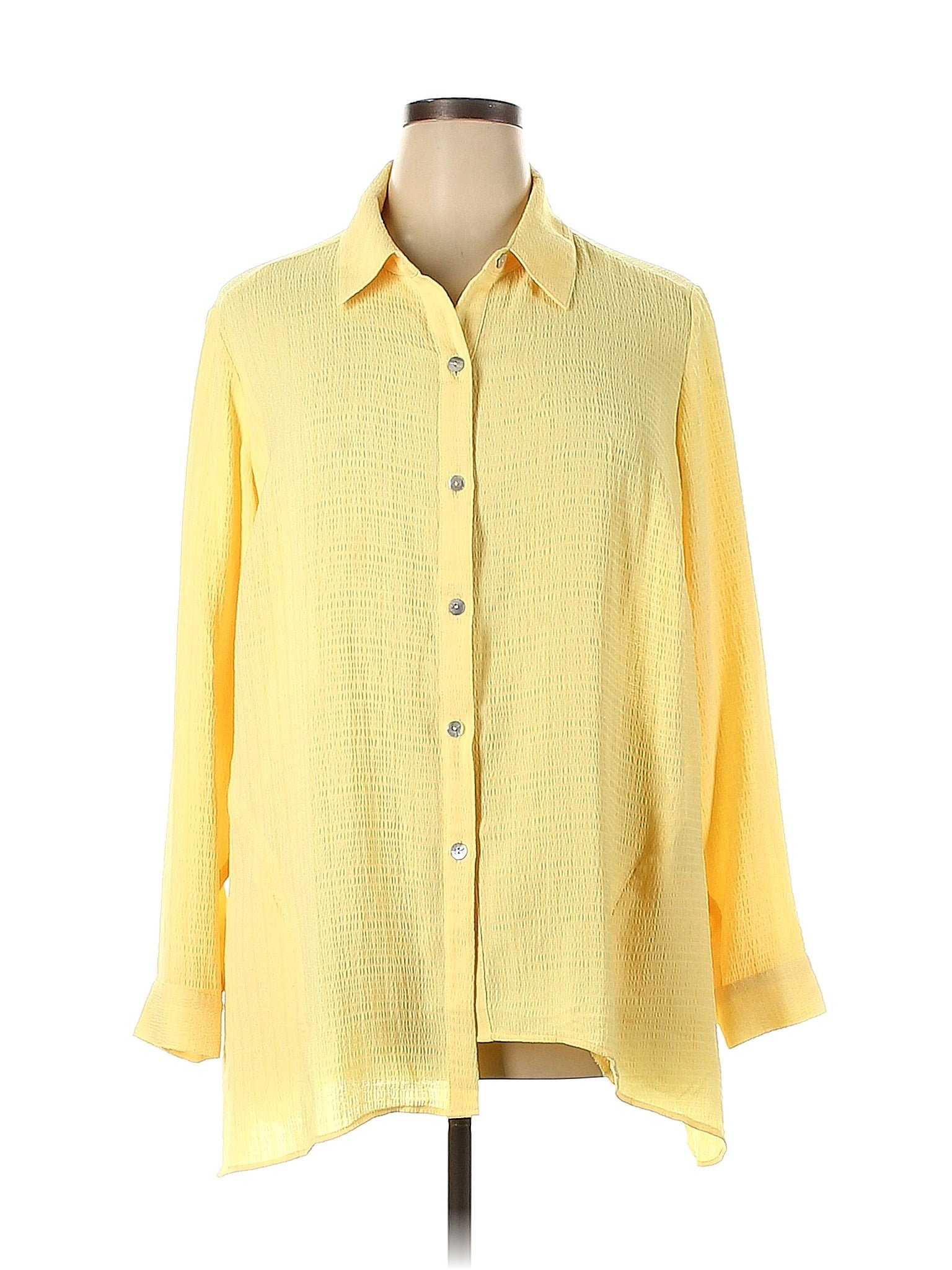 Logo By Lori Goldstein Color Block Yellow Long Sleeve Blouse Size 1x