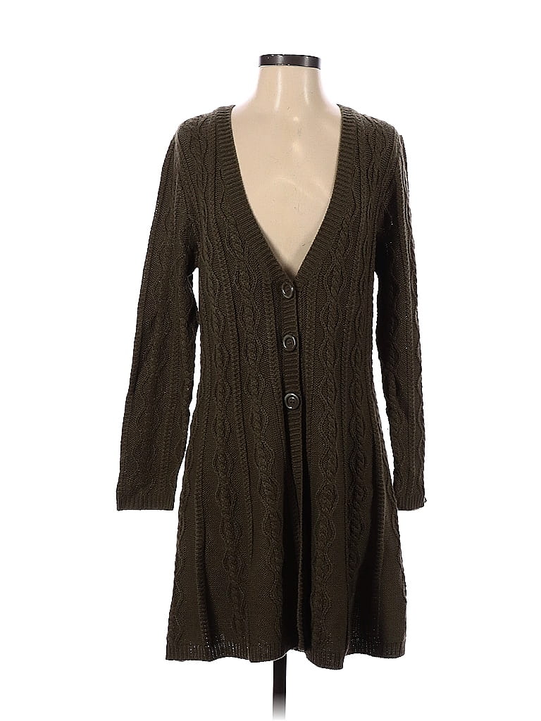 Serengeti Solid Green Brown Cardigan Size S - 78% off | thredUP