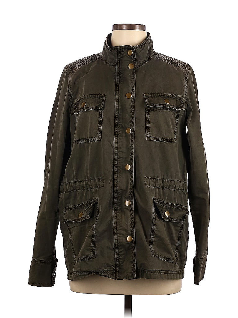 Caslon 100% Cotton Solid Green Jacket Size M - 68% off | thredUP
