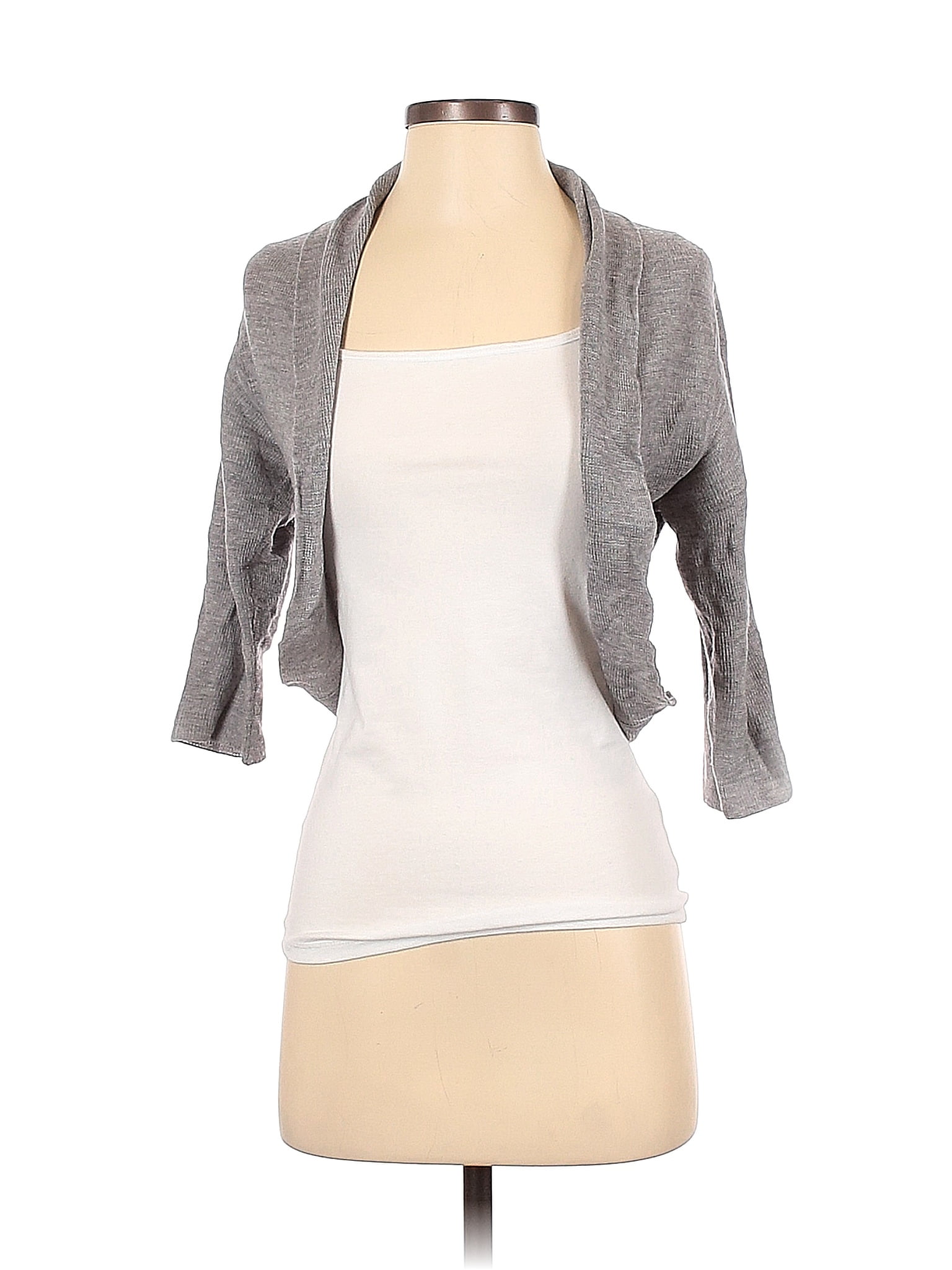 Elie Tahari 100% Merino Extra Fine Wool Color Block Gray Wool Cardigan ...