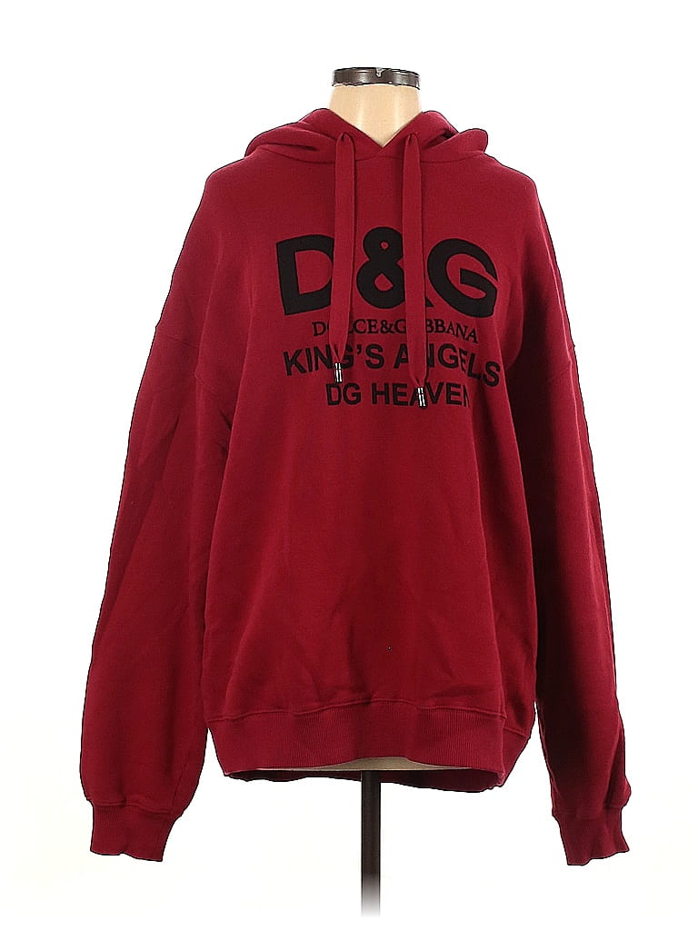 Dolce & Gabbana Graphic Solid Red Burgundy Pullover Hoodie Size 48 (IT) - photo 1