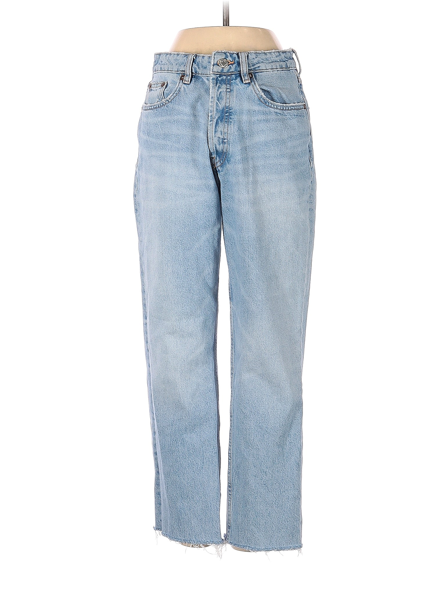 Zara Solid Blue Jeans Size 4 - 42% off | thredUP