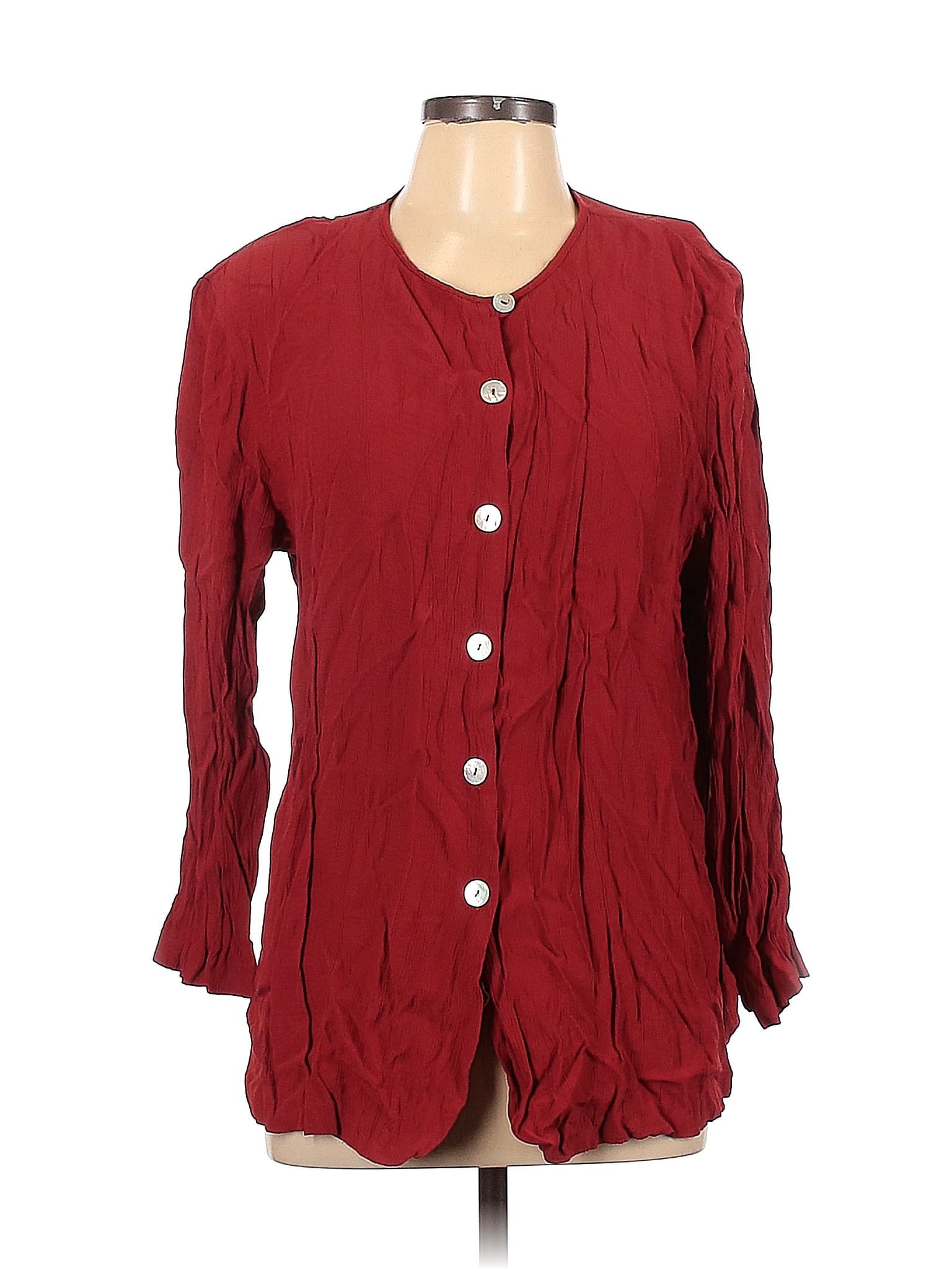 Stephanie Queller Burgundy Long Sleeve Blouse Size L 75 Off Thredup