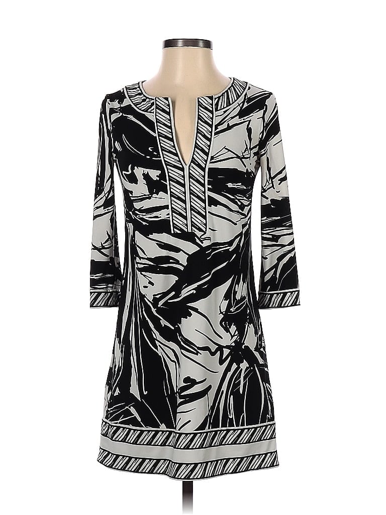 BCBGMAXAZRIA Graphic Zebra Print Silver Casual Dress Size XXS - photo 1