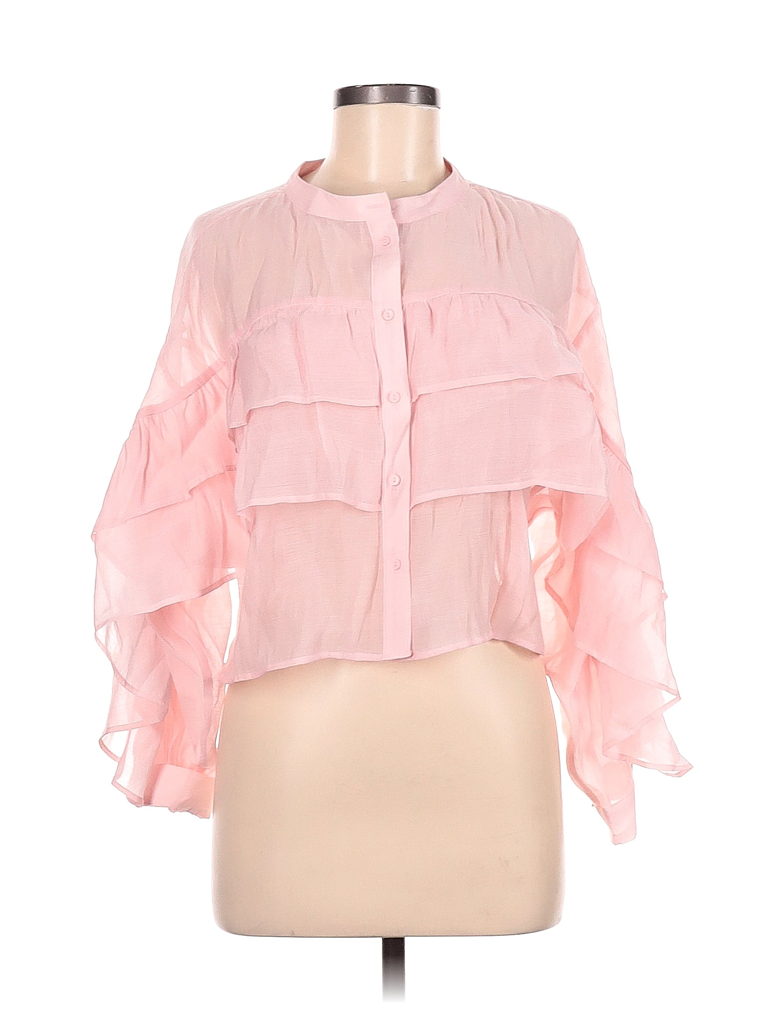 Zara Pink Long Sleeve Blouse Size M 50 Off Thredup