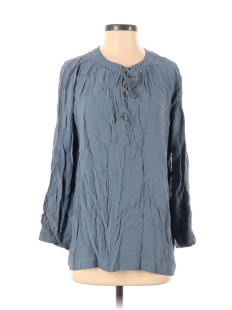 Pre-owned Madewell Long Sleeve Blouse In Blue