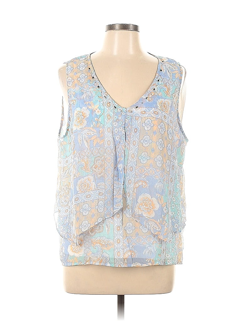 Hearts of Palm Woman 100% Polyester Blue Sleeveless Blouse Size L - photo 1