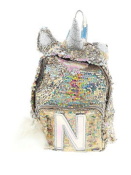 Justice Girls Metallic Backpack All Over Print - Silver - 1 Each