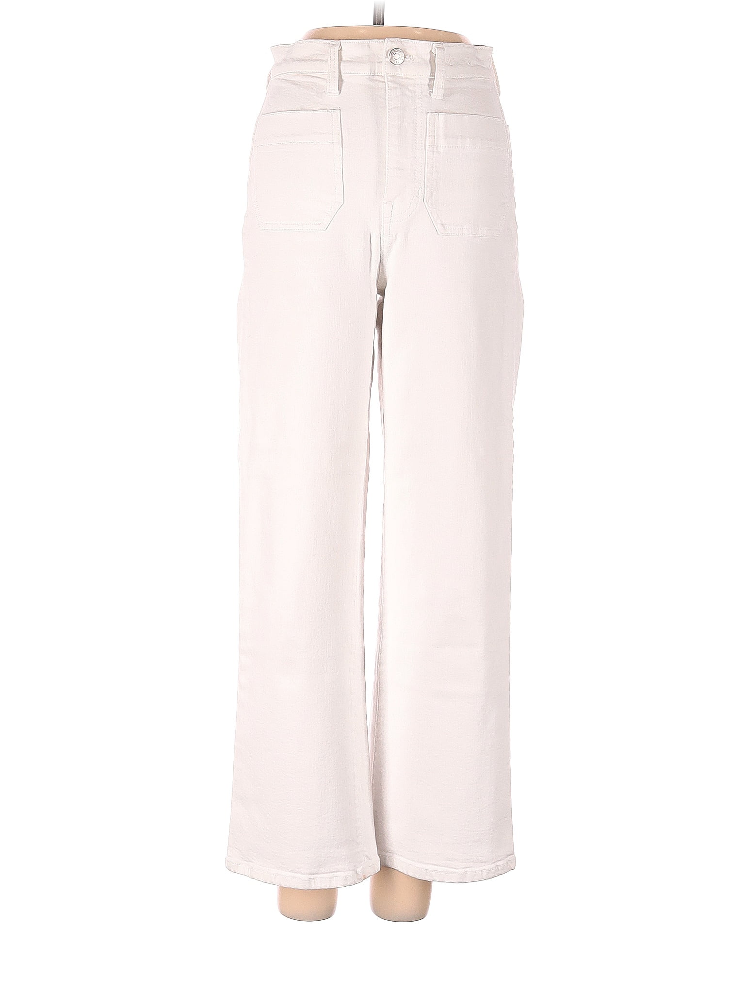 Madewell White Slim Wide-Leg Jeans in Tile White: Patch Pocket