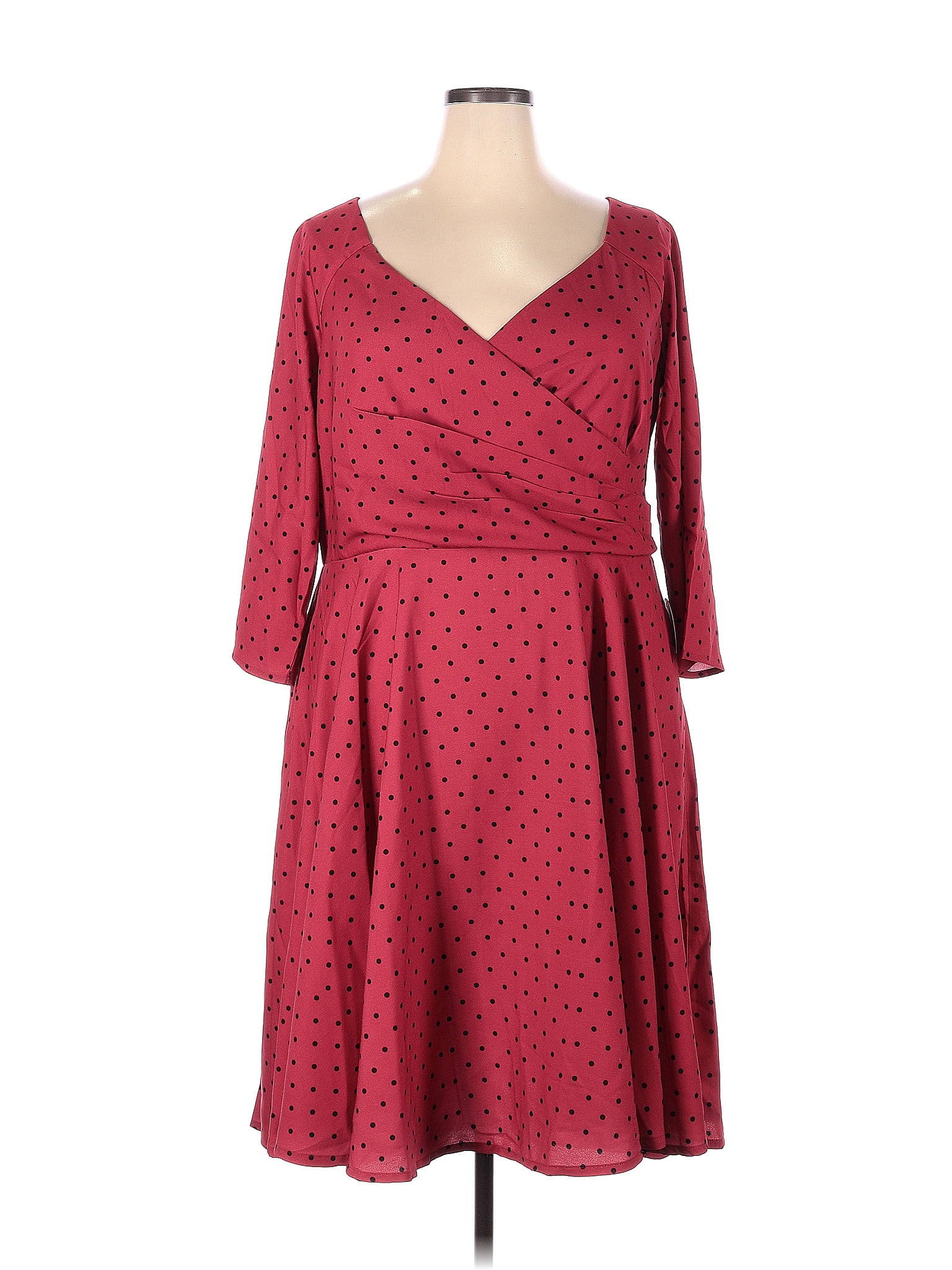 Timeless London Polka Dots Red Casual Dress Size 18 Plus 62 Off