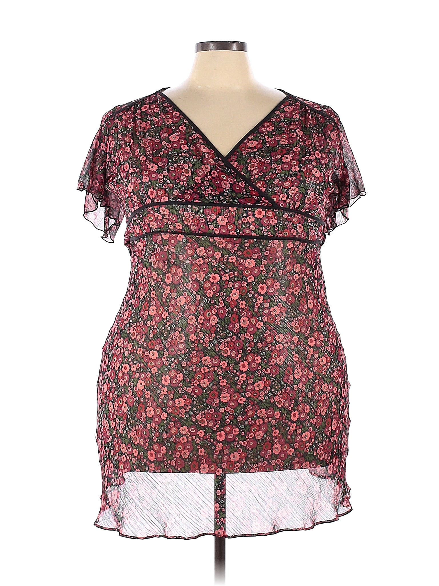 Papaya 100 Polyester Burgundy Casual Dress Size 18 (Plus) 36 off