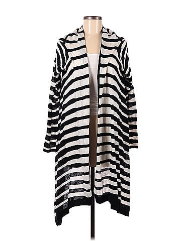 BCBGMAXAZRIA Stripes Multi Color White Cardigan Size M L 83 off