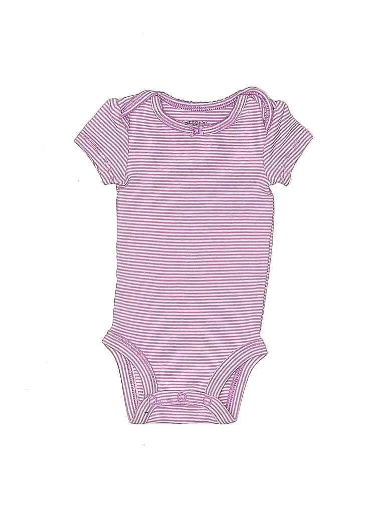 Carter's Stripes Purple Pink Short Sleeve Onesie Newborn - photo 1