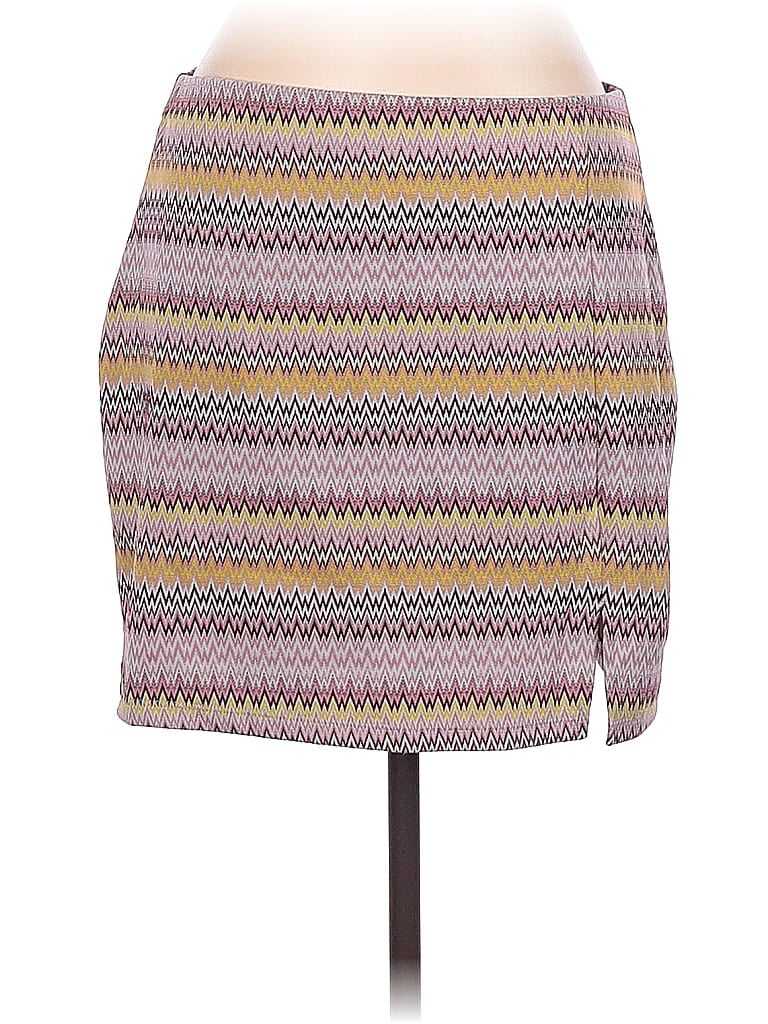 Assorted Brands Jacquard Argyle Fair Isle Chevron-herringbone Graphic Stripes Aztec Or Tribal Print Chevron Purple Pink Casual Skirt Size L - photo 1